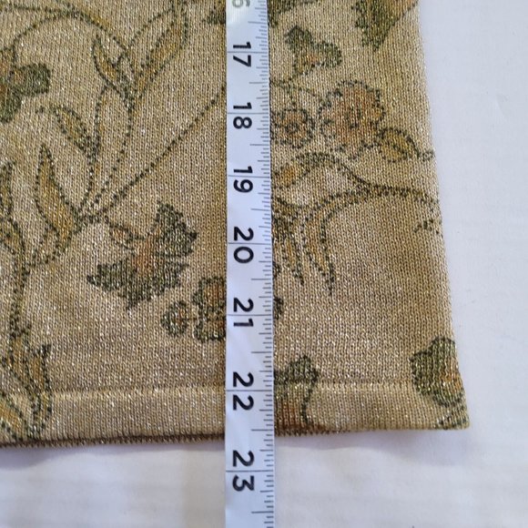 Nina Leonard Sweater Women‎ M Short Sleeve Floral Leaf Metallic Shoulder Pad - Picture 8 of 10